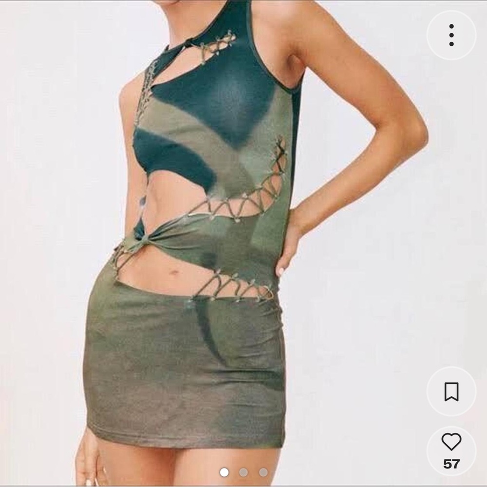 With Jean Olive Cut-Out Mini Dress